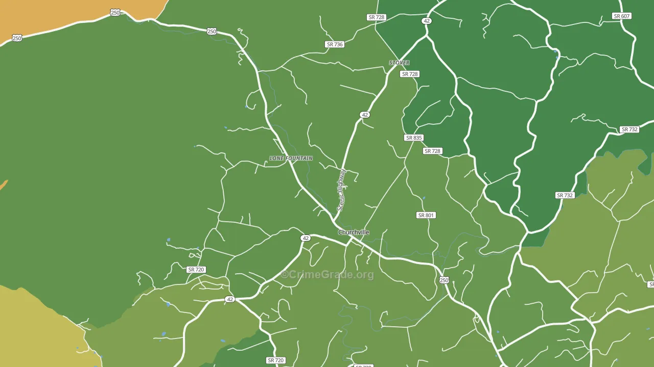Churchville, VA Map of Murder Rates