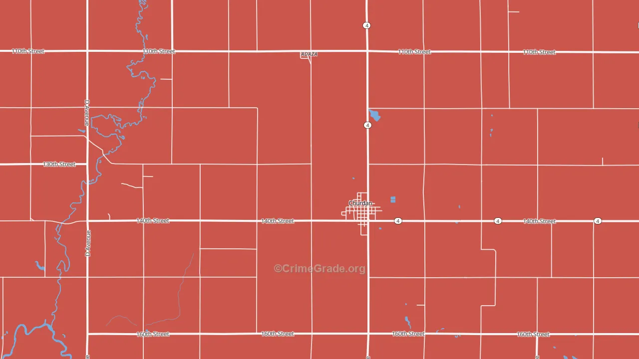 Churdan, IA Map of Murder Rates