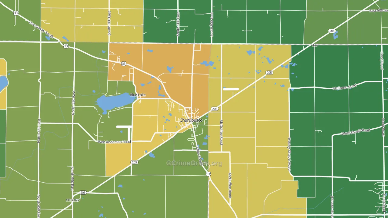 Churubusco, IN Map of Murder Rates