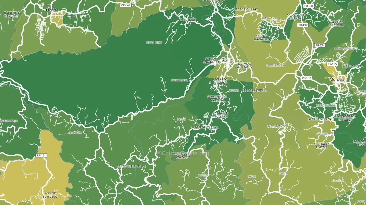 Ciales Municipio, PR Map of Murder Rates