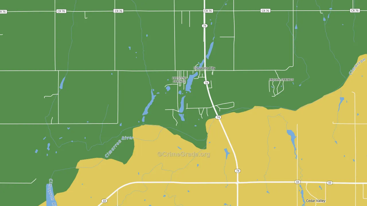 Cimarron City, OK Map of Murder Rates