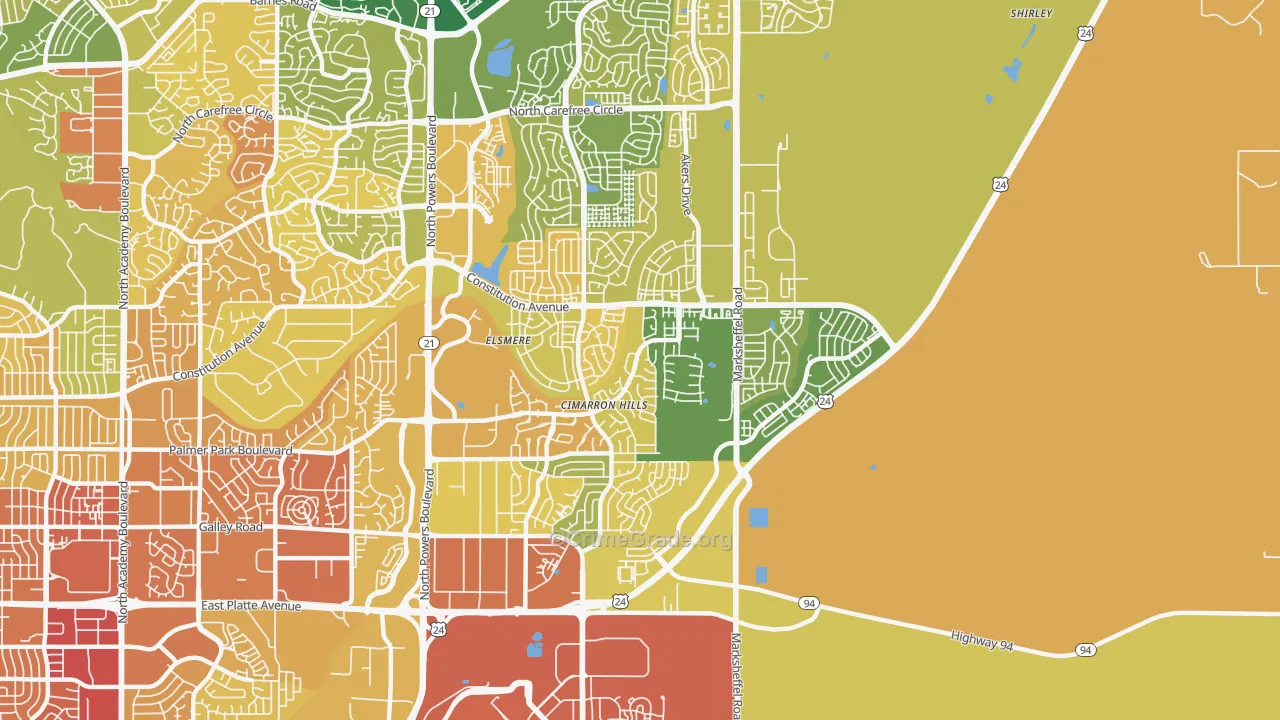 Cimarron Hills, CO Map of Murder Rates