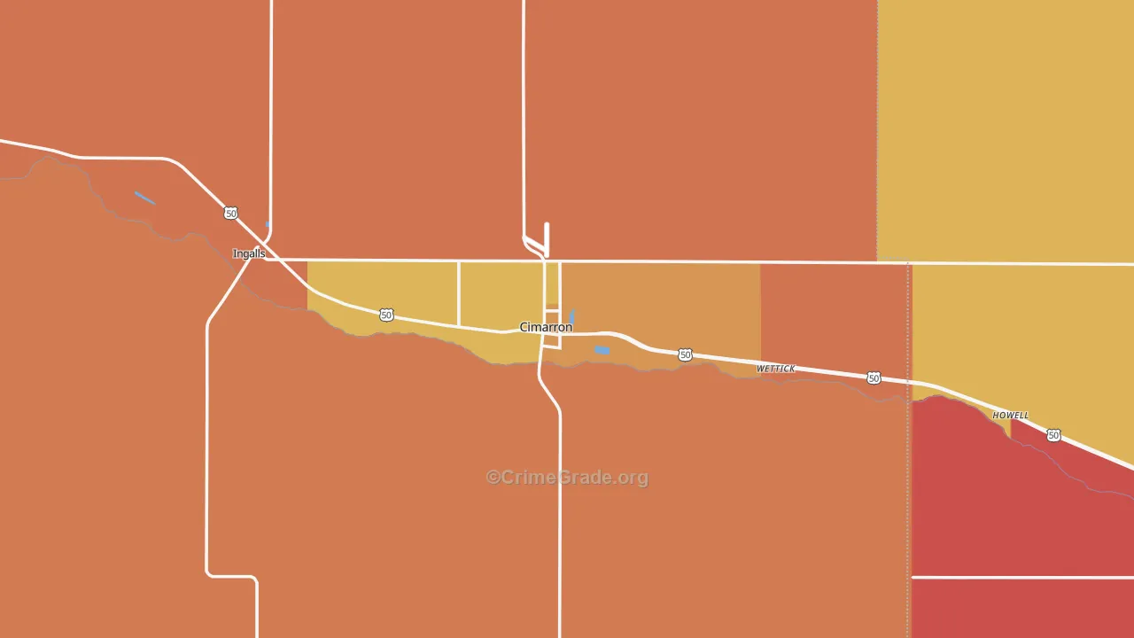 Cimarron, KS Map of Murder Rates