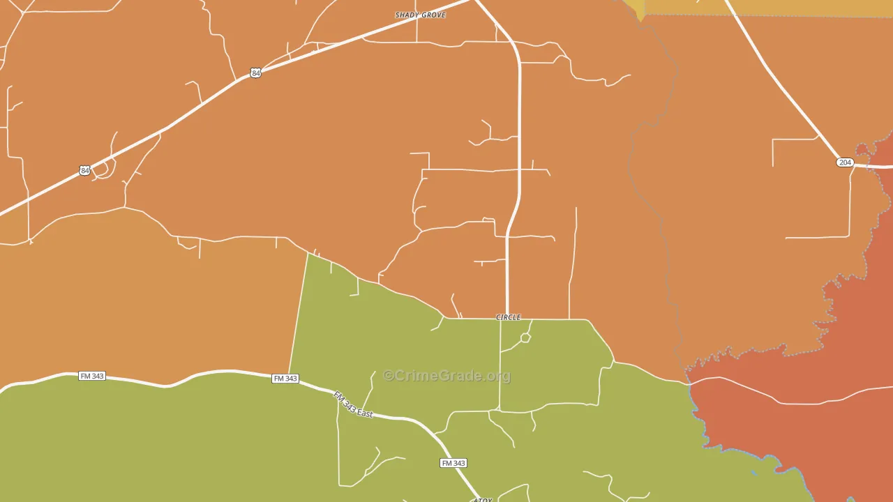 Circle, TX Map of Murder Rates