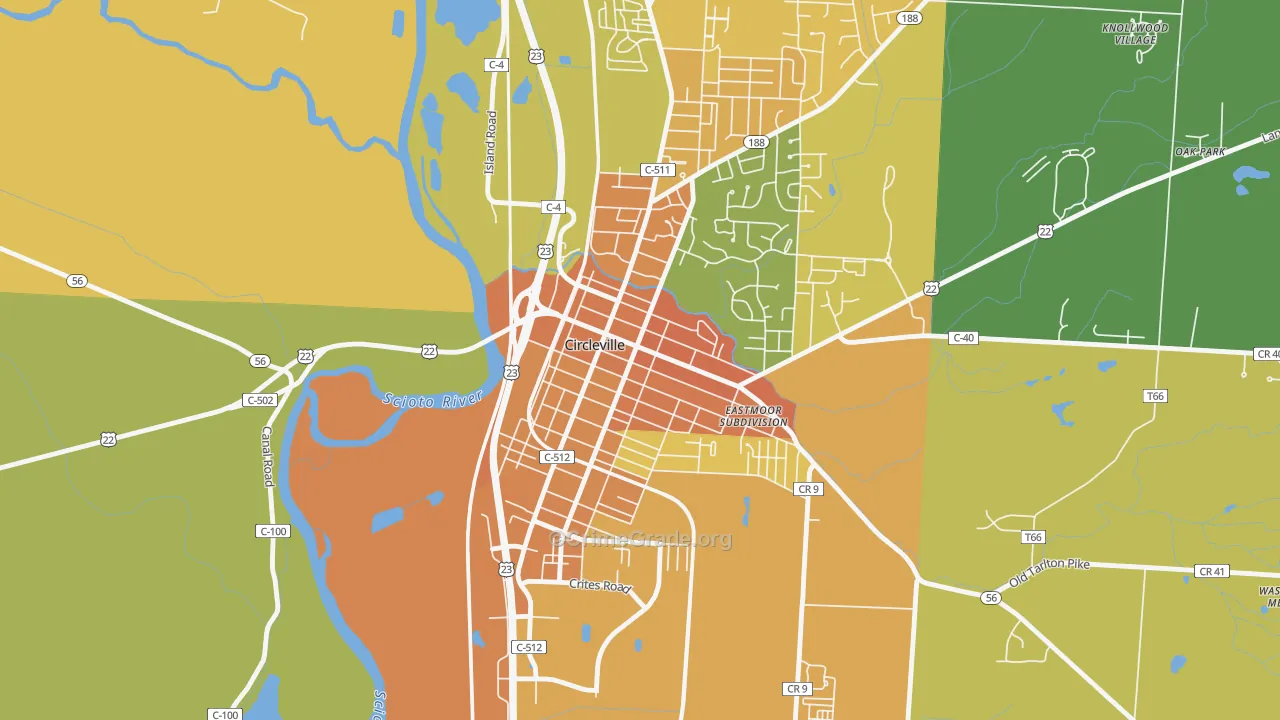 Circleville Historic District, Circleville, OH Map of Murder Rates
