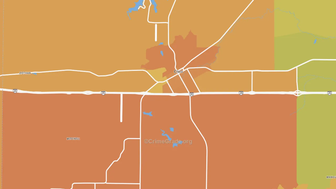 Cisco, TX Map of Murder Rates