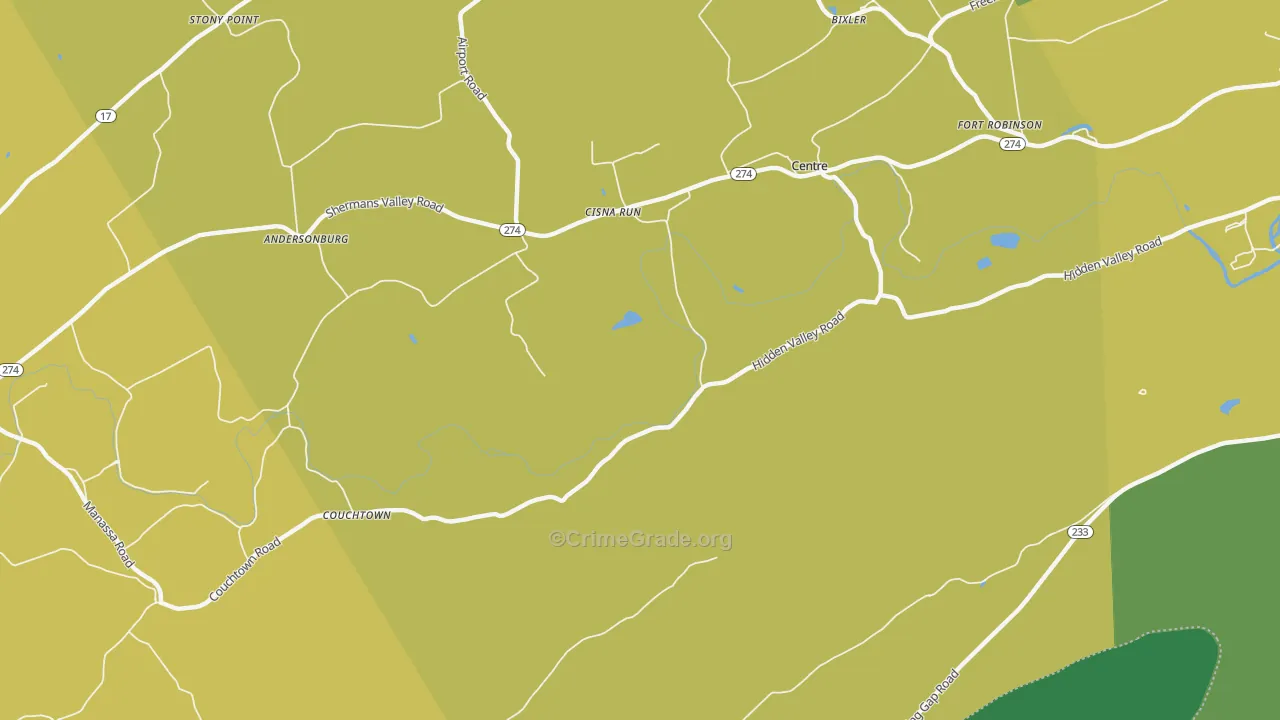 Cisna Run, PA Map of Murder Rates