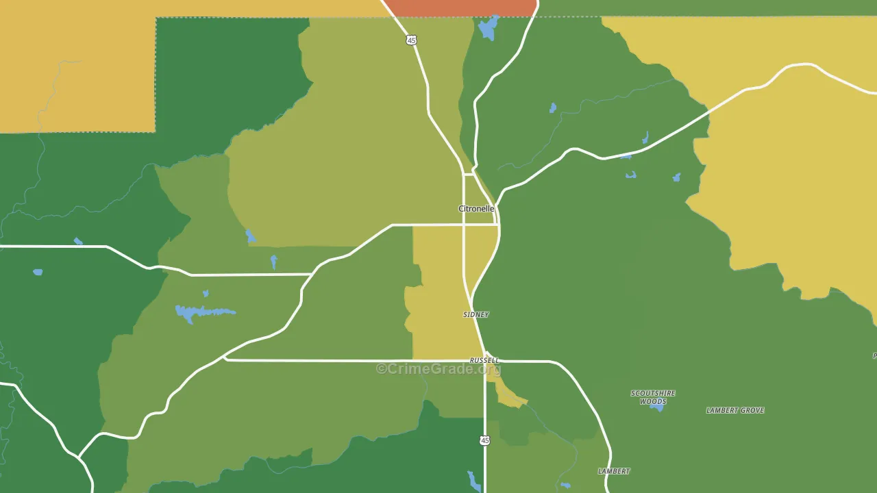 Citronelle, AL Map of Murder Rates