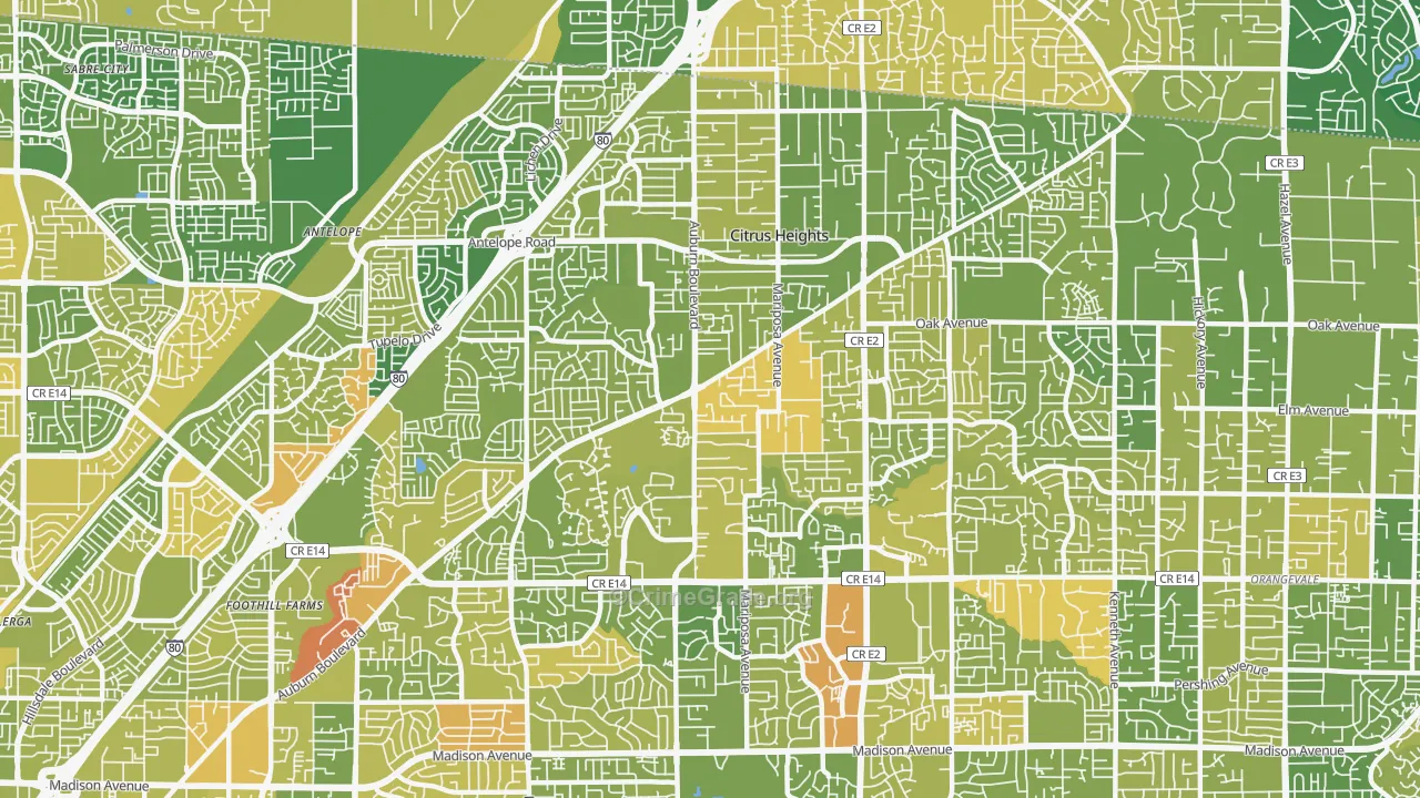Citrus Heights, CA Map of Murder Rates