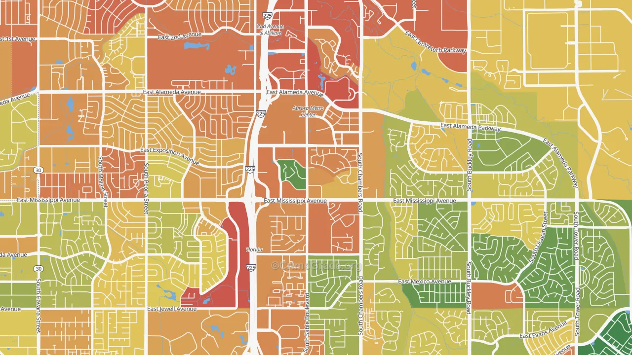 City Center, Aurora, CO Map of Murder Rates