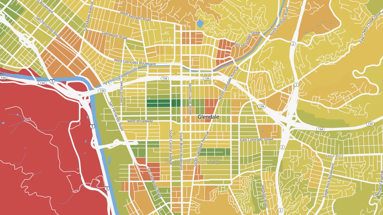 City Center, Glendale, CA Map of Murder Rates