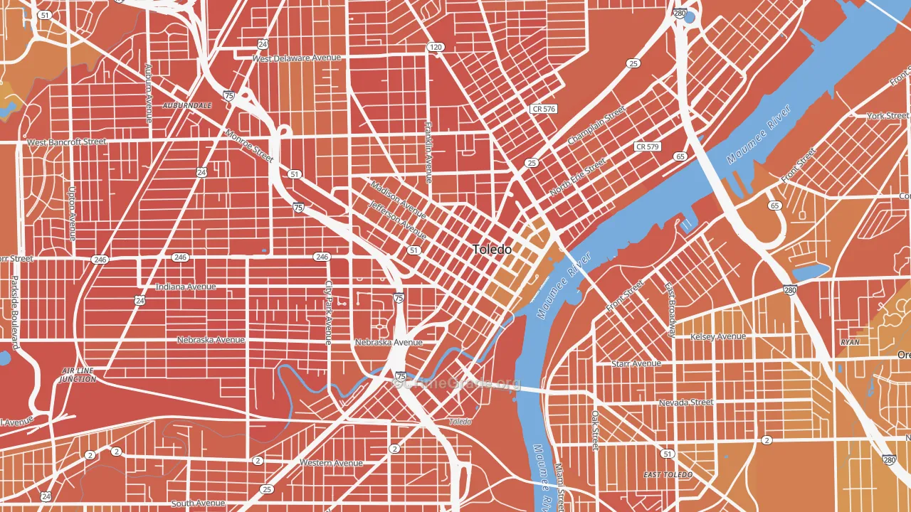 City Center, Toledo, OH Map of Murder Rates