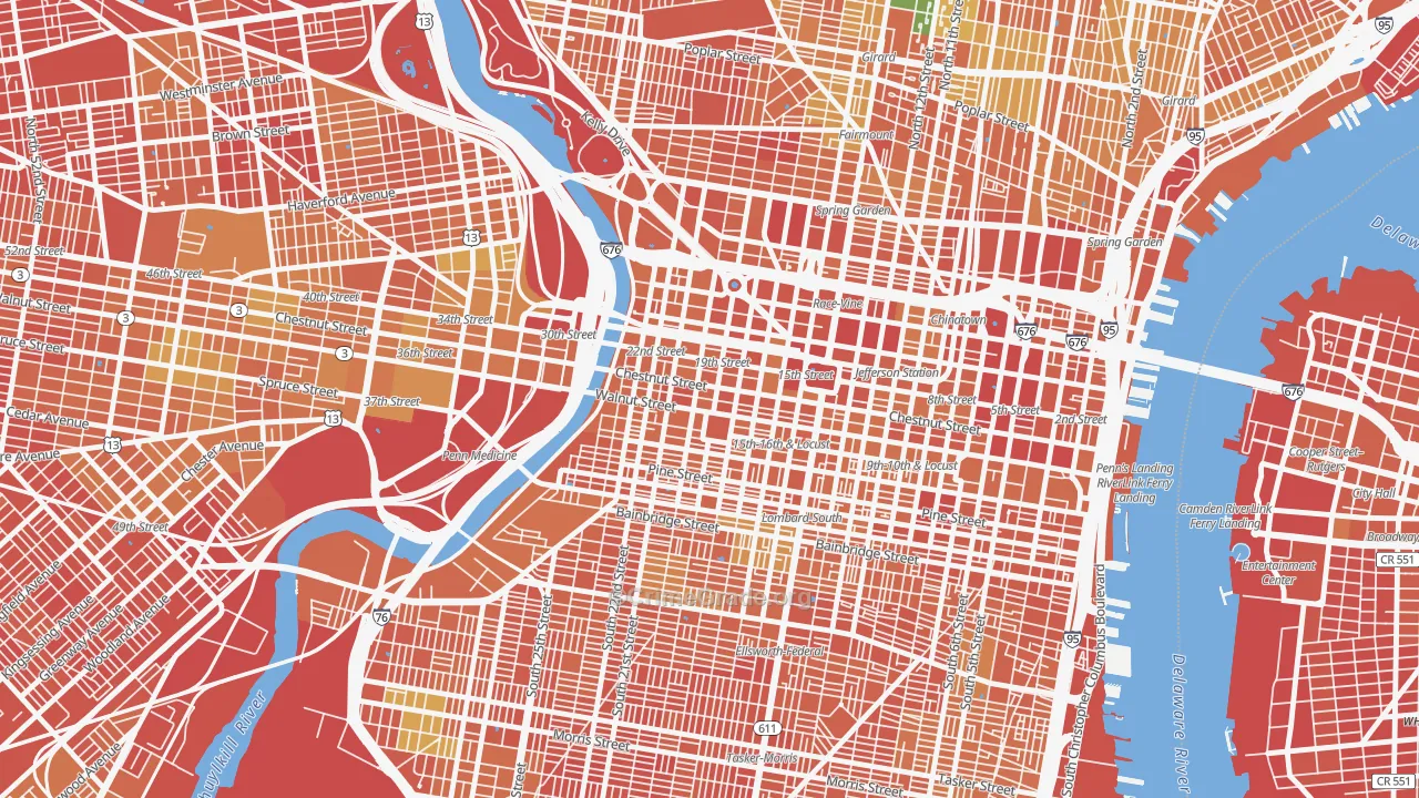 City Center West, Philadelphia, PA Map of Murder Rates