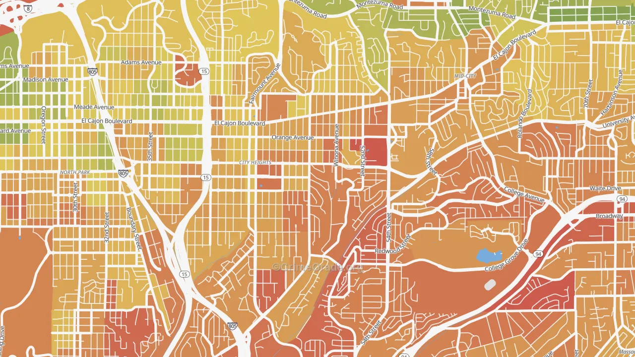 City Heights East, San Diego, CA Map of Murder Rates