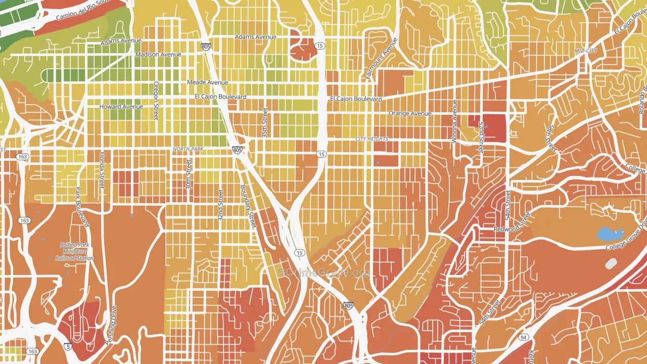 City Heights West, San Diego, CA Map of Murder Rates