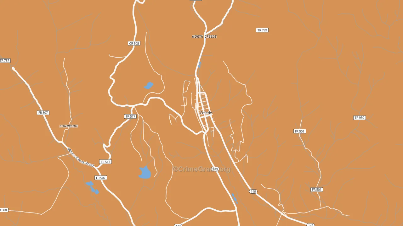 City of Creede, CO Map of Murder Rates