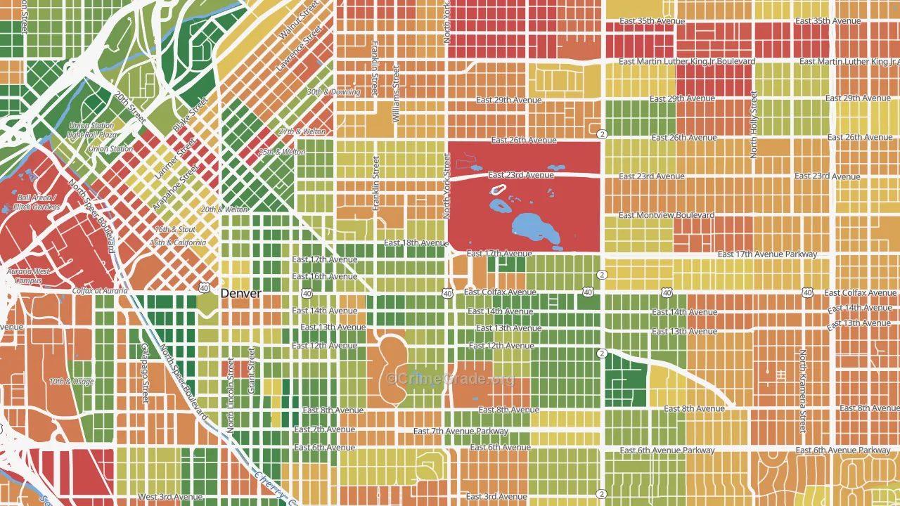 City Park, Denver, CO Map of Murder Rates