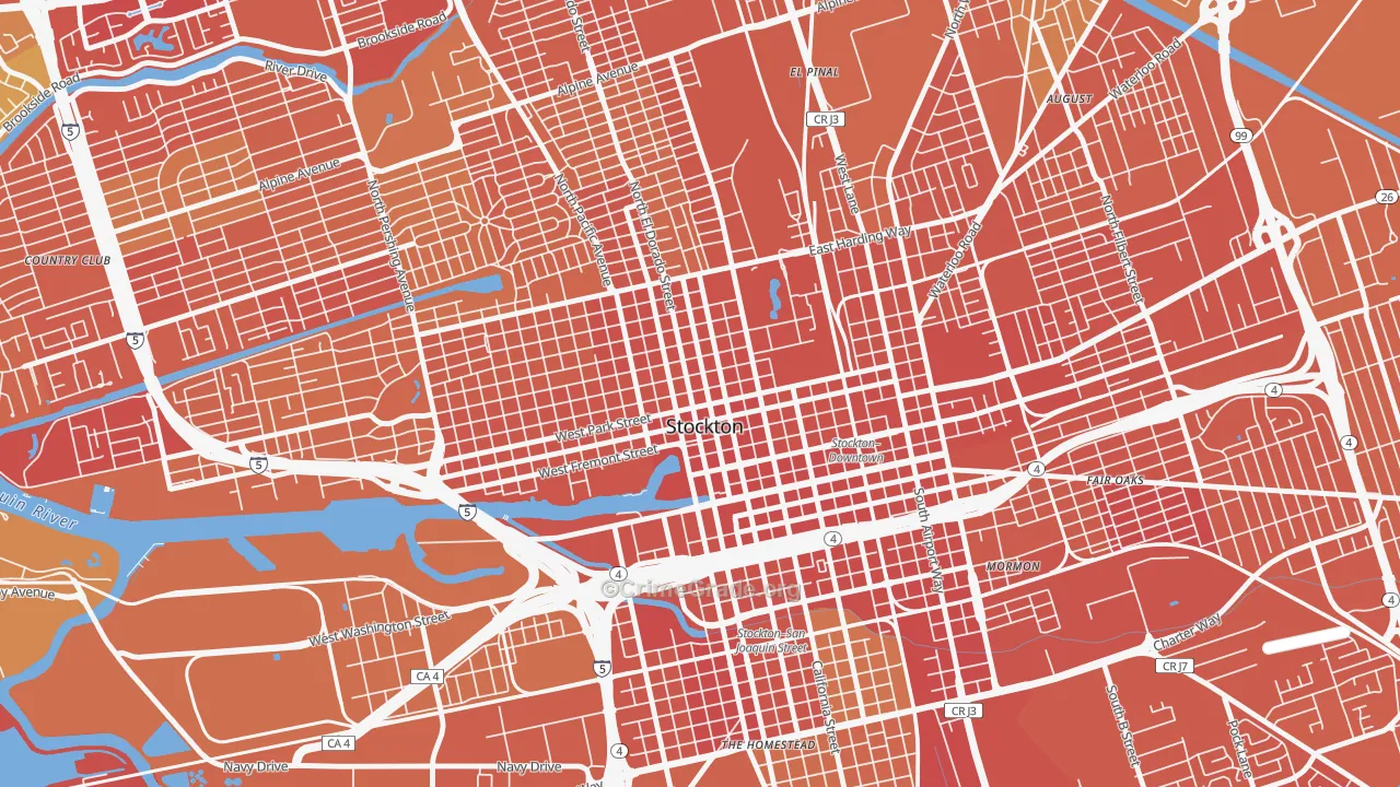 Civic Center, Stockton, CA Map of Murder Rates