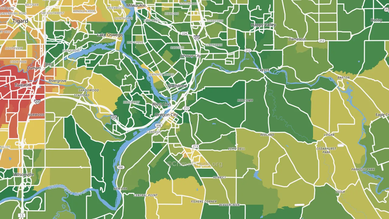 Clackamas County, OR Map of Murder Rates