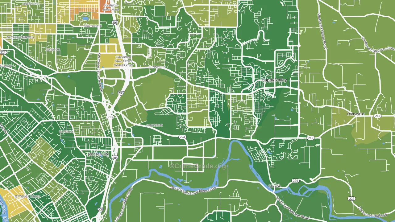 Clackamas, OR Map of Murder Rates