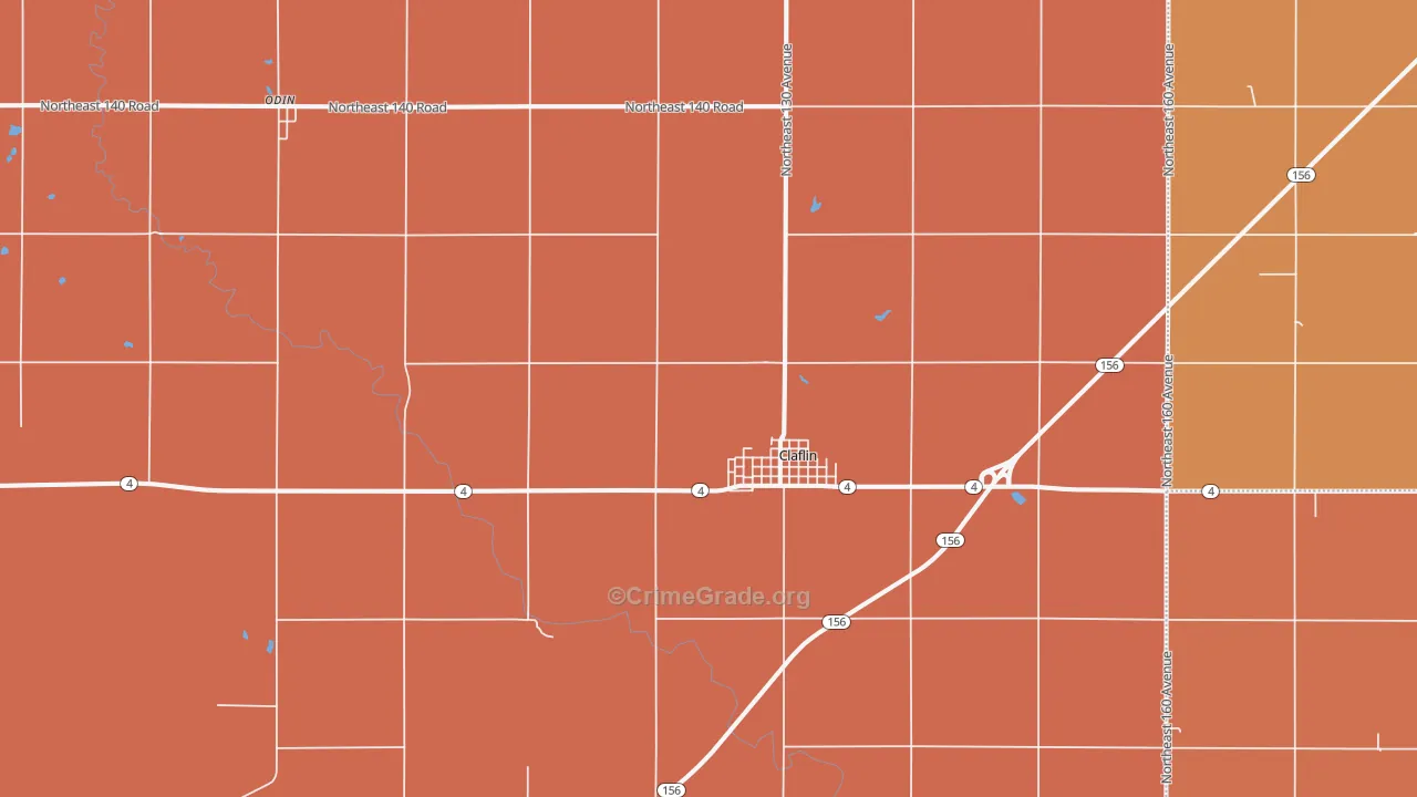 Claflin, KS Map of Murder Rates