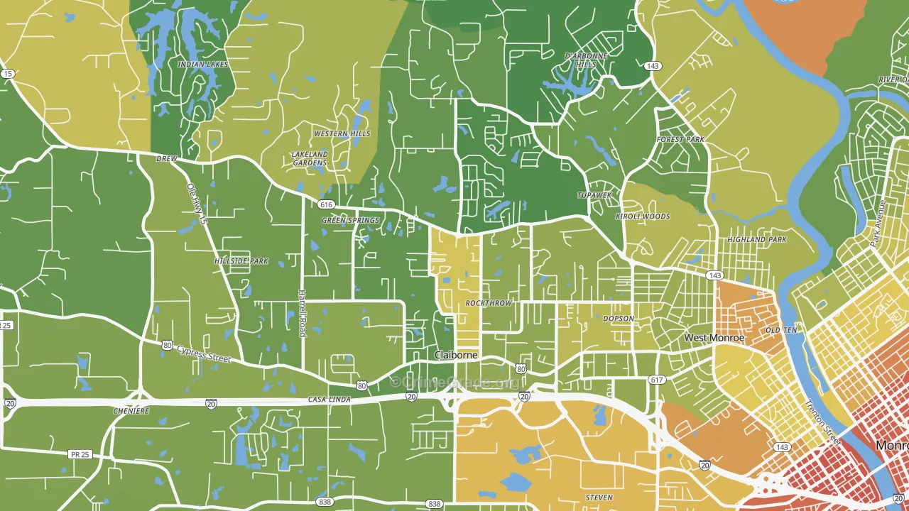 Claiborne, LA Map of Murder Rates
