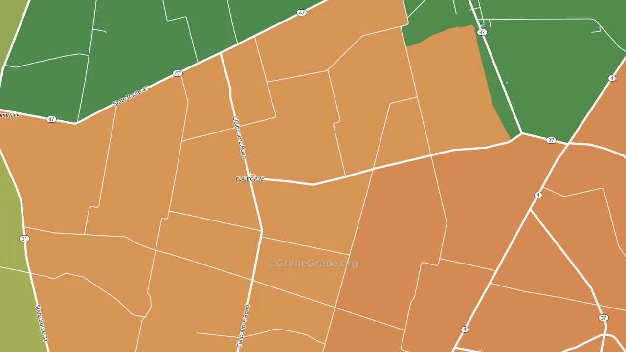 Claiborne, OH Map of Murder Rates