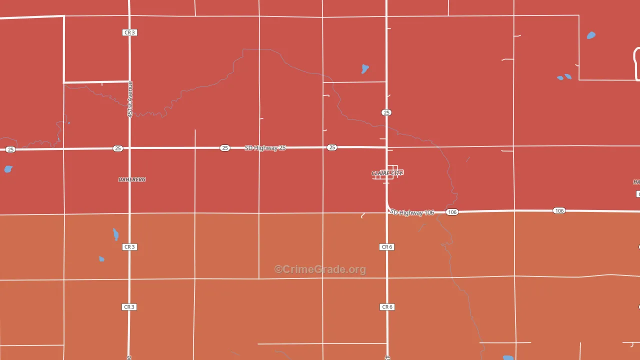 Claire City, SD Map of Murder Rates