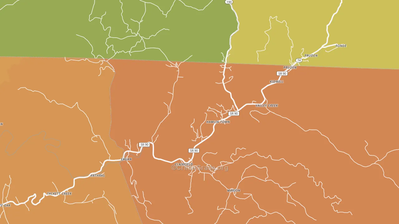 Clairfield, TN Map of Murder Rates