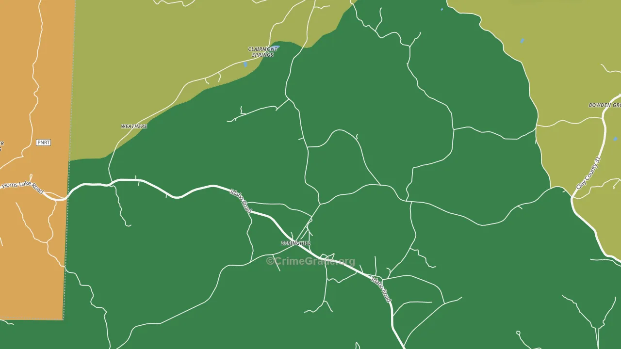 Clairmont Springs, AL Map of Murder Rates
