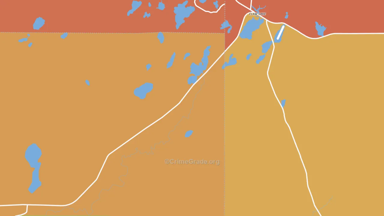 Clam Lake, WI Map of Murder Rates