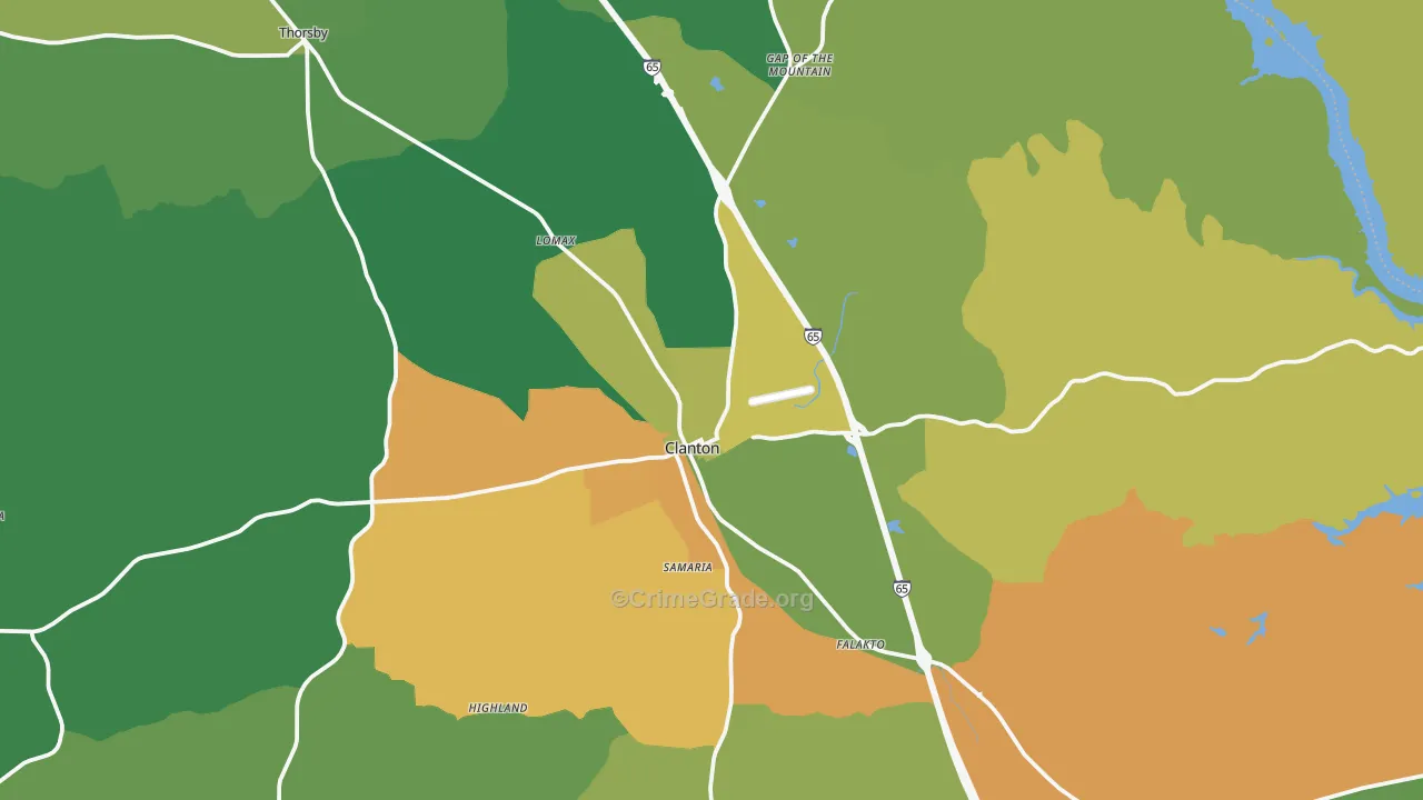 Clanton, AL Map of Murder Rates