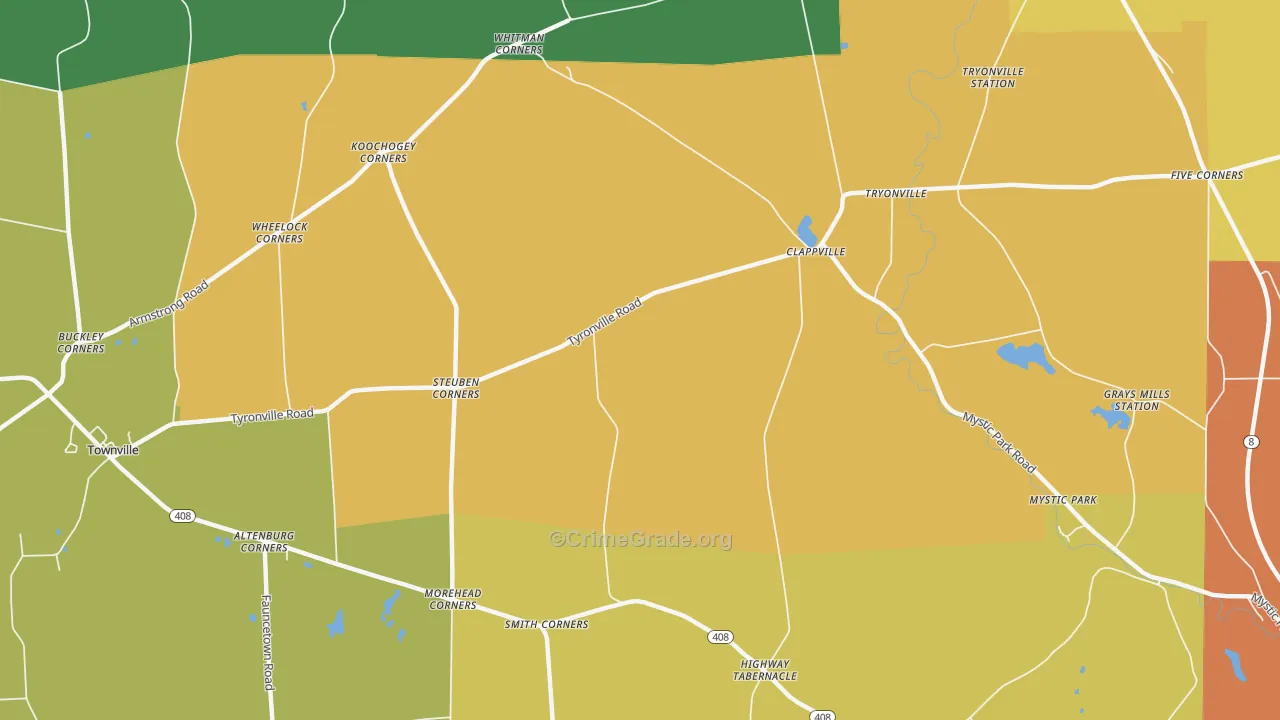 Clappville, PA Map of Murder Rates