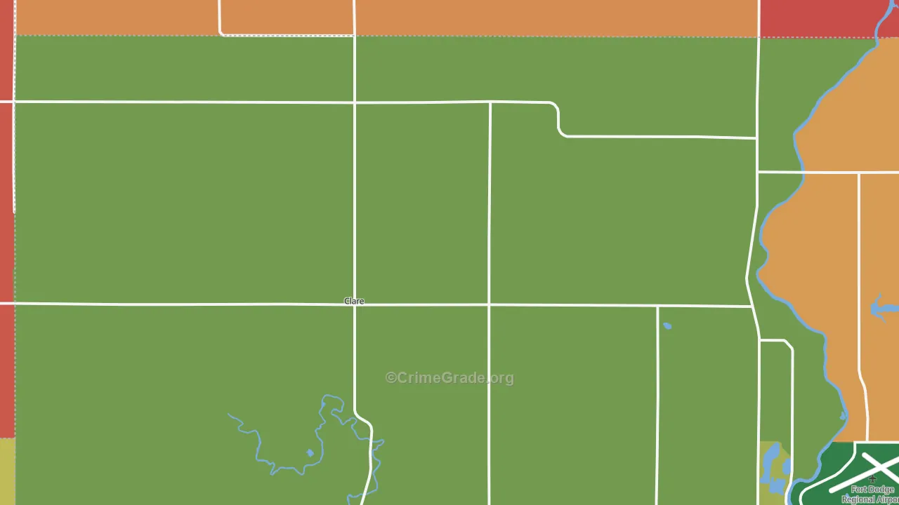 Clare, IA Map of Murder Rates