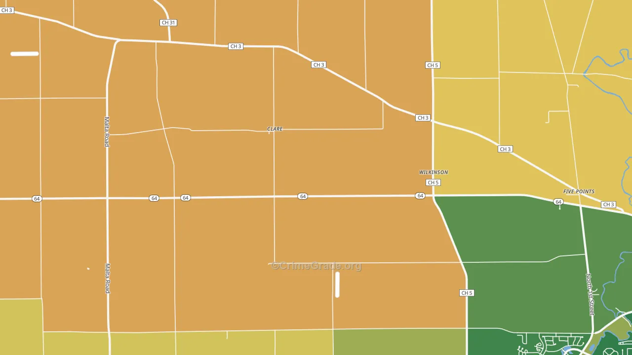 Clare, IL Map of Murder Rates