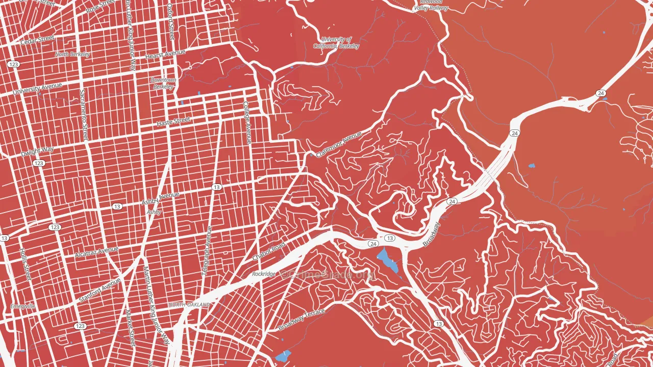 Claremont, Berkeley, CA Map of Murder Rates