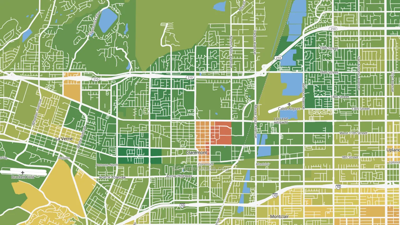 Claremont, CA Map of Murder Rates