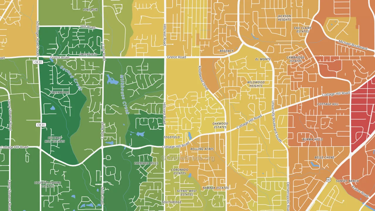 Claremont, Mobile, AL Map of Murder Rates