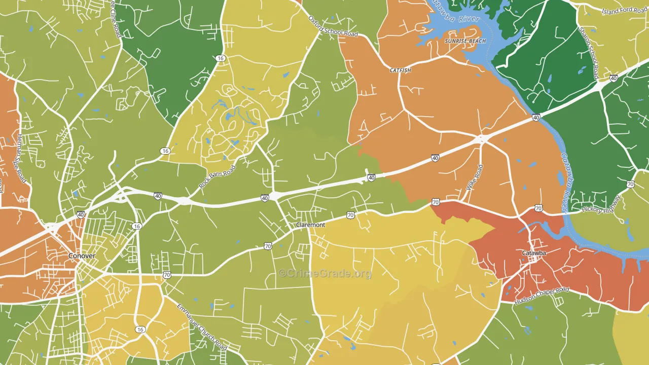Claremont, NC Map of Murder Rates