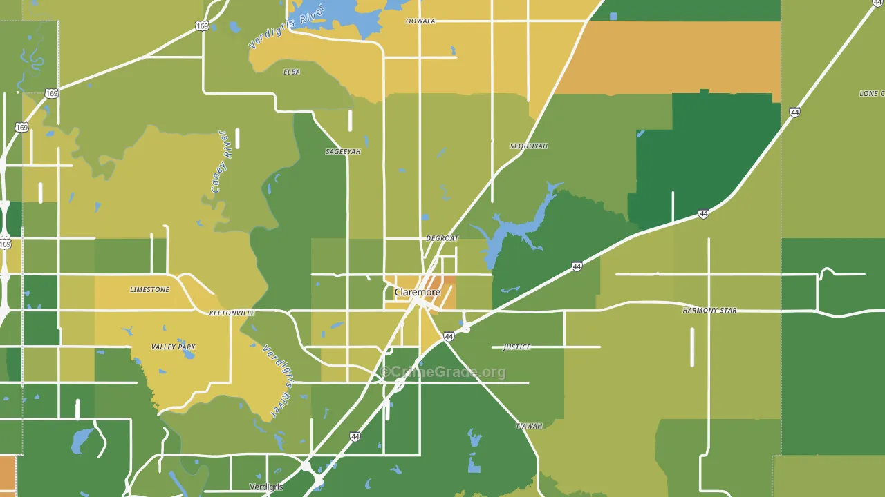 Claremore, OK Map of Murder Rates