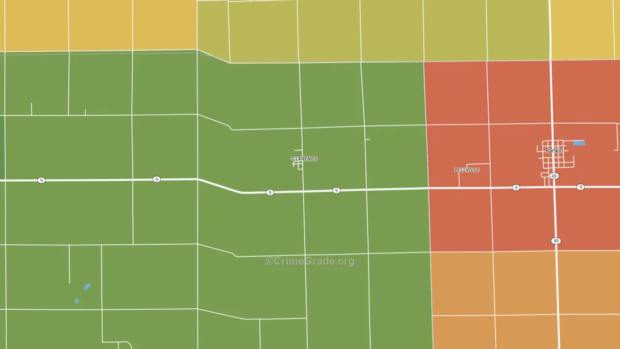 Clarence, IL Map of Murder Rates