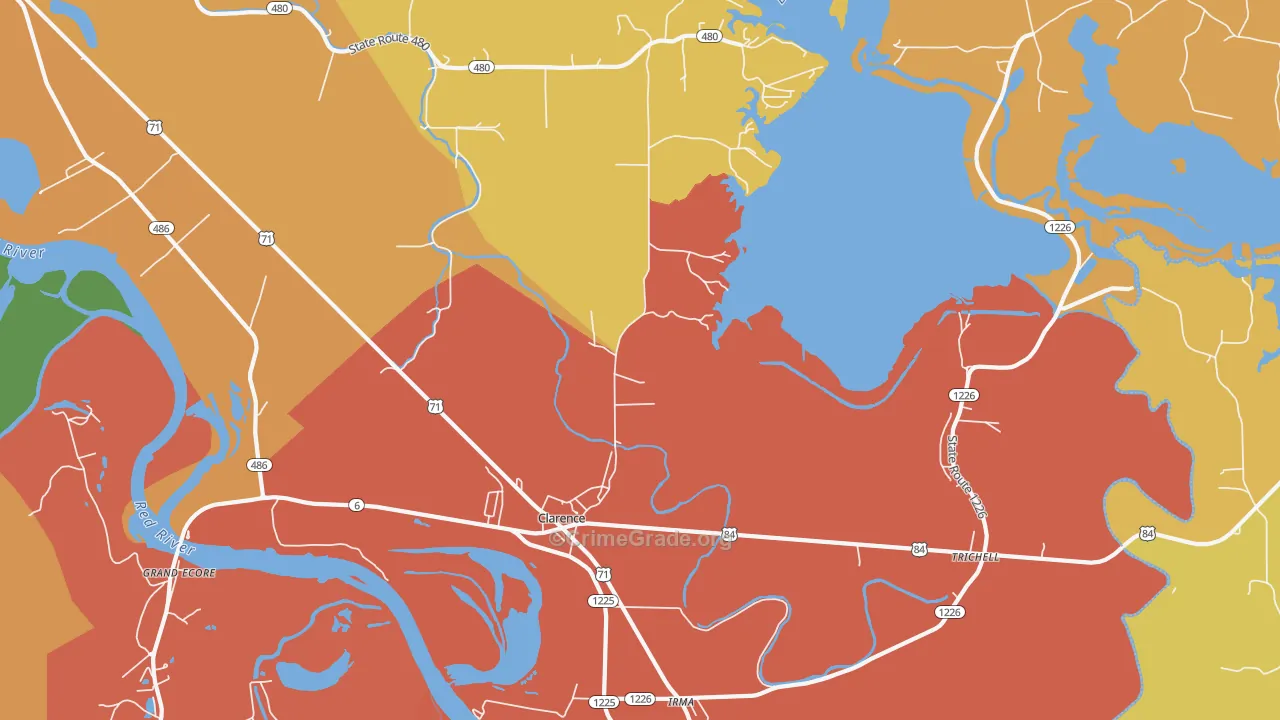 Clarence, LA Map of Murder Rates