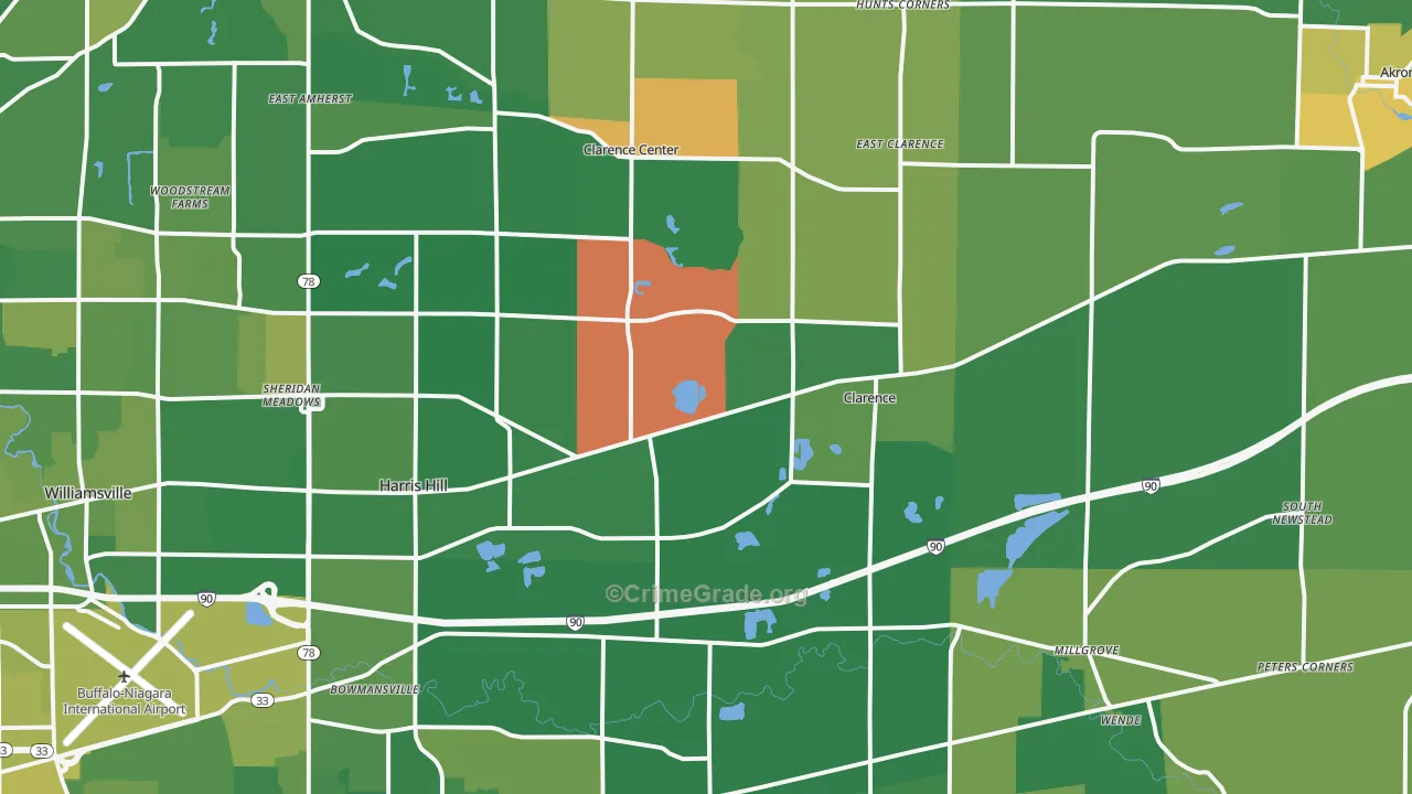 Clarence, NY Map of Murder Rates
