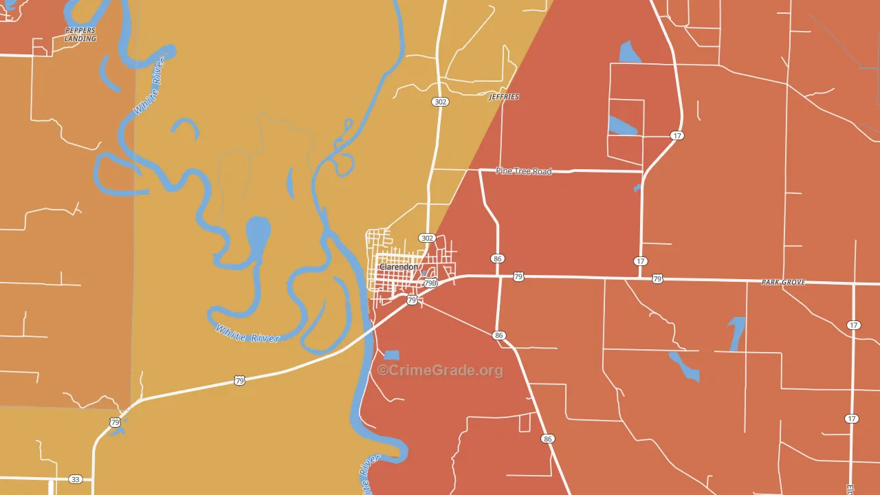 Clarendon, AR Map of Murder Rates