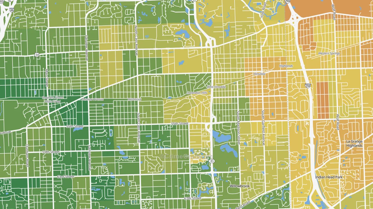 Clarendon Hills, IL Map of Murder Rates
