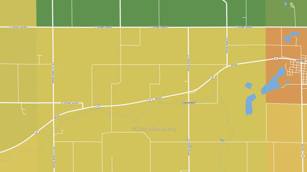 Clarendon, MI Map of Murder Rates