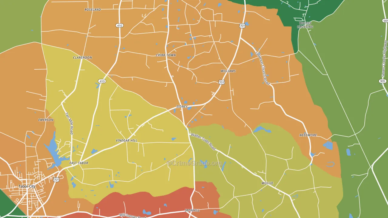 Clarendon, NC Map of Murder Rates