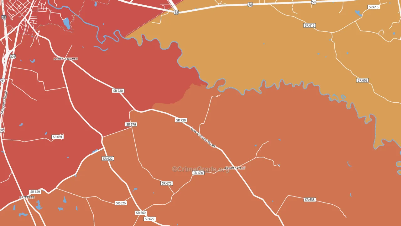 Claresville, VA Map of Murder Rates