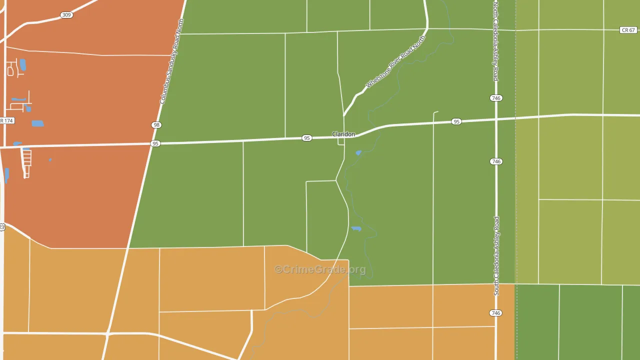 Claridon, OH Map of Murder Rates