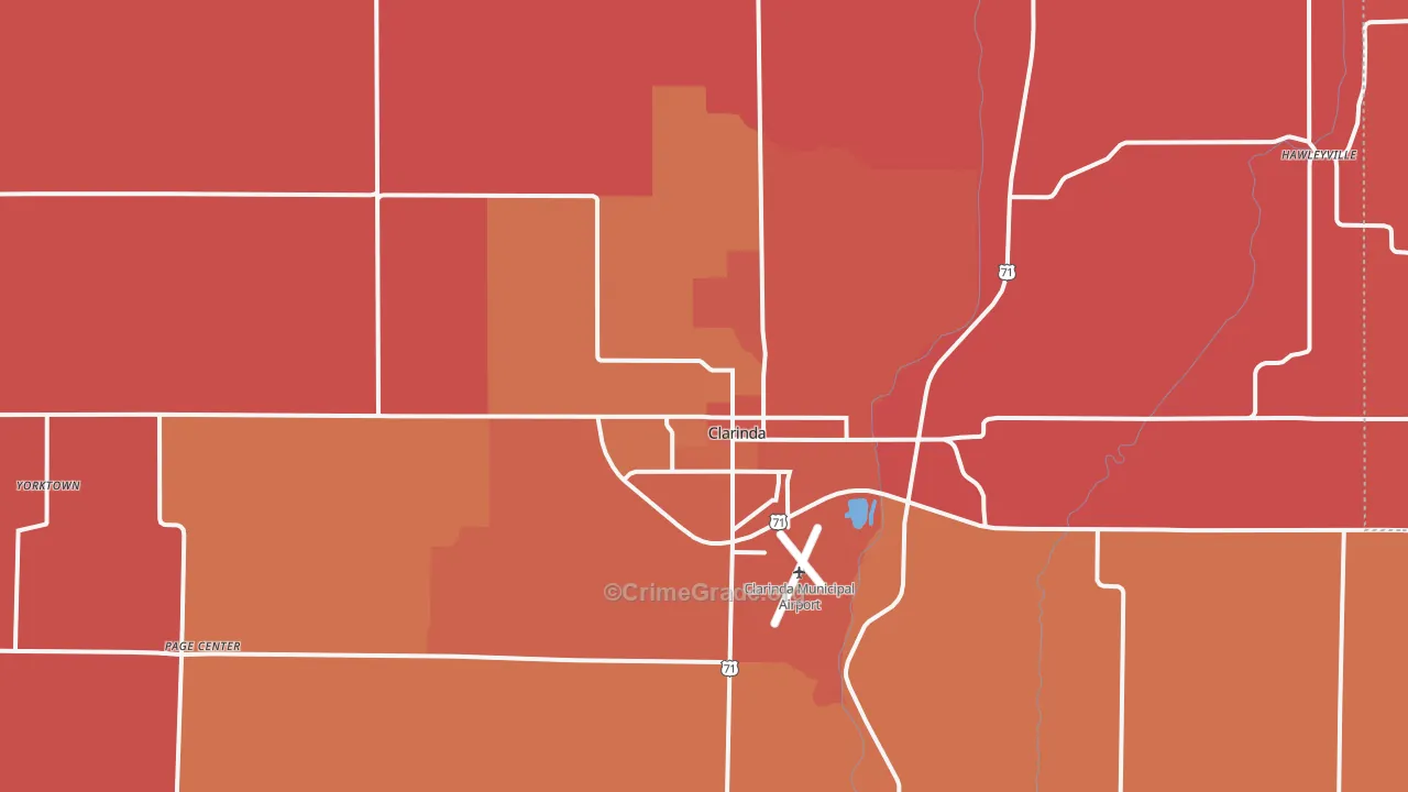 Clarinda, IA Map of Murder Rates